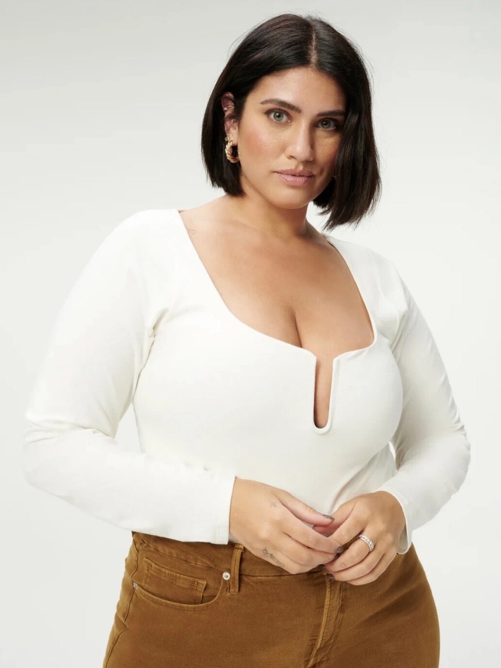 Good American NWT Ivory U Ring Bodysuit Women's Size 5